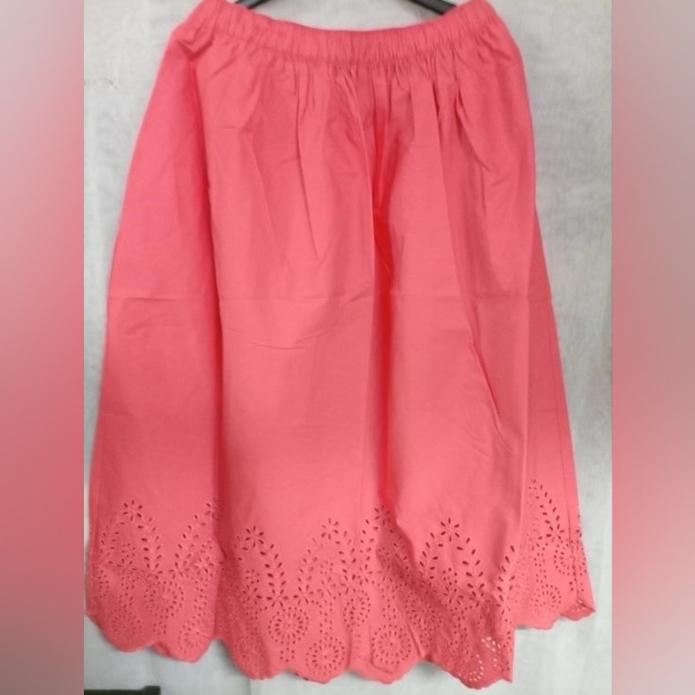 Ricki's Eyelet Long Summer Skirt Coral Pink Medium
